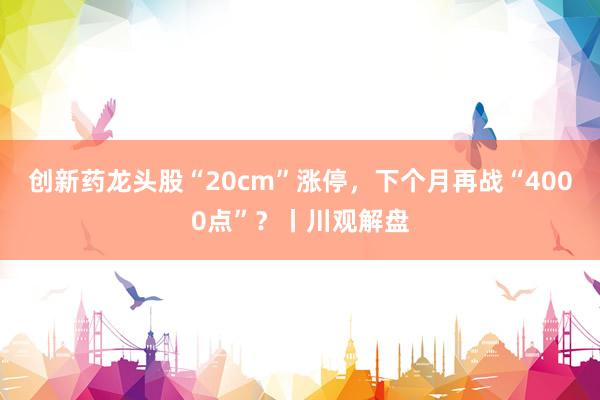 创新药龙头股“20cm”涨停，下个月再战“4000点”？丨川观解盘
