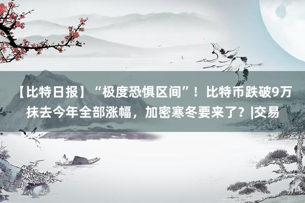 【比特日报】“极度恐惧区间”！比特币跌破9万抹去今年全部涨幅，加密寒冬要来了？|交易