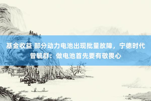 基金收益 部分动力电池出现批量故障，宁德时代曾毓群：做电池首先要有敬畏心