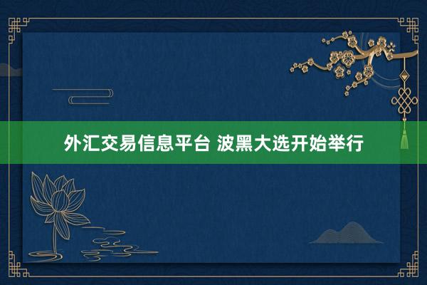 外汇交易信息平台 波黑大选开始举行